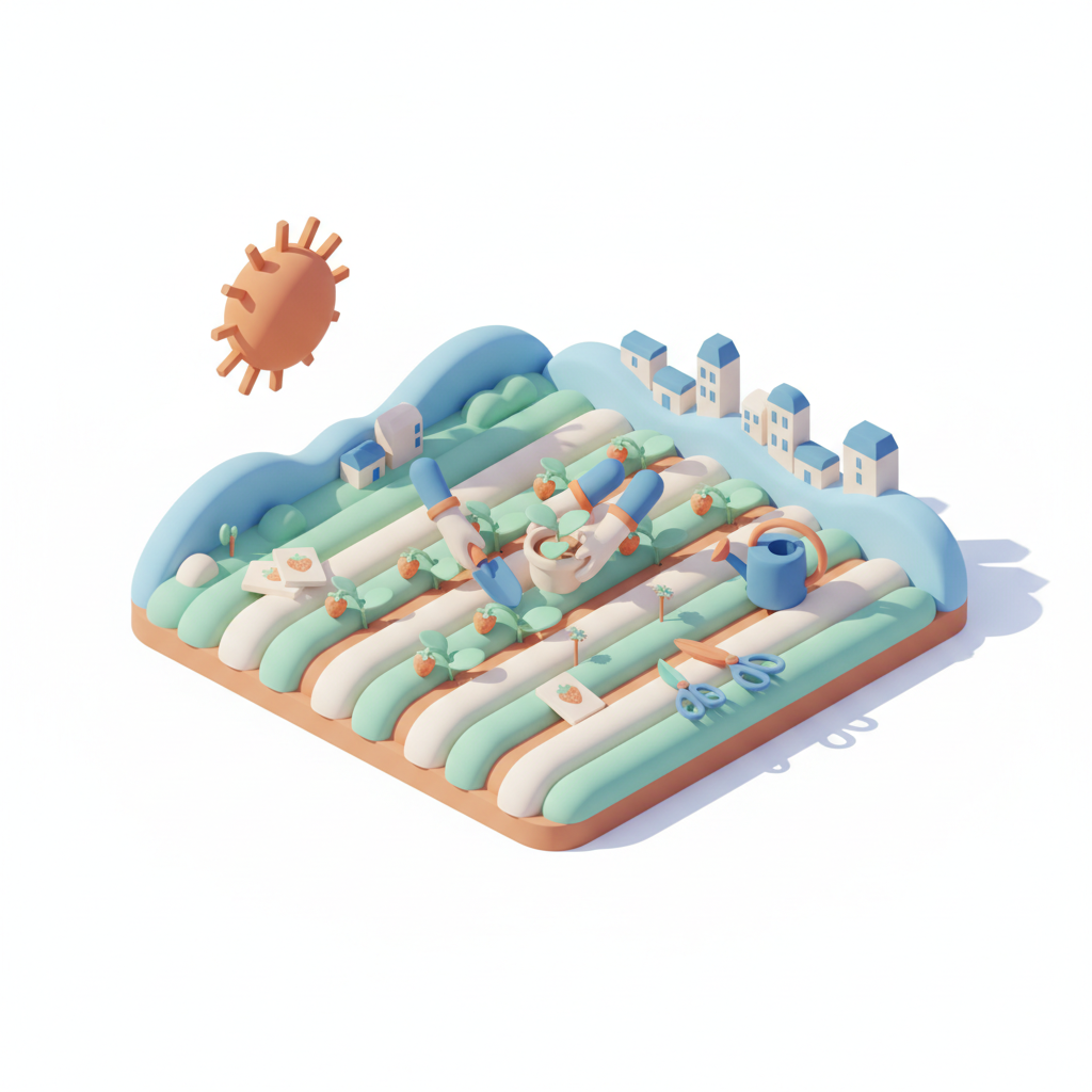 Illustration 3D : Quand planter des fraisiers en plaine de Limagne à Cournon-d'Auvergne