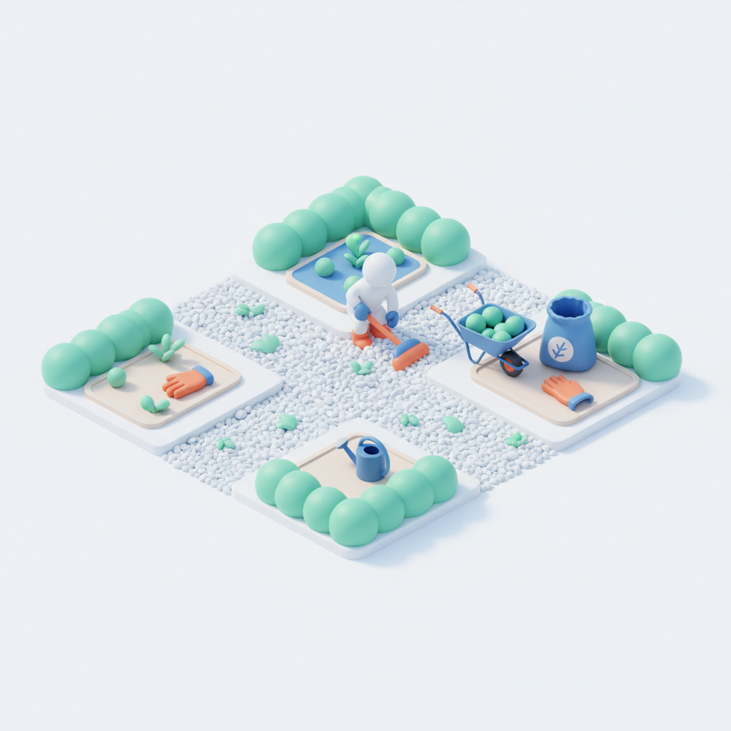 Illustration 3D : À quelle fréquence désherber les allées gravillonnées à Cournon