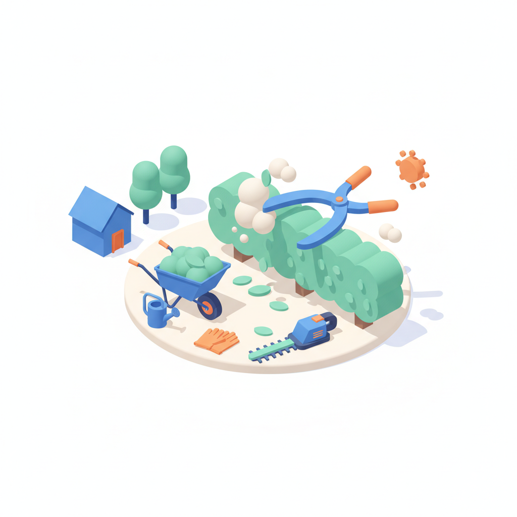 Illustration 3D : À quelle fréquence tailler les haies de laurier à Beaumont