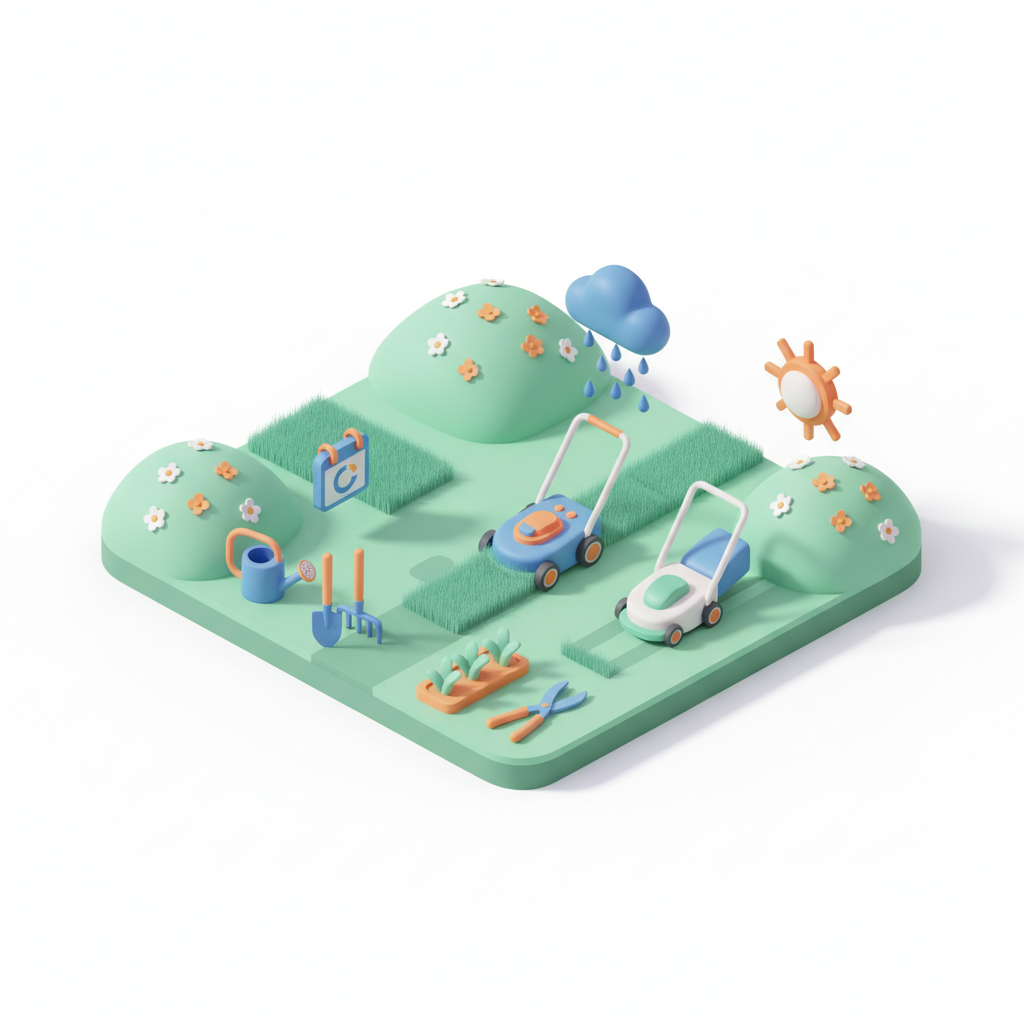 Illustration 3D : À quelle fréquence tondre sa pelouse en climat auvergnat
