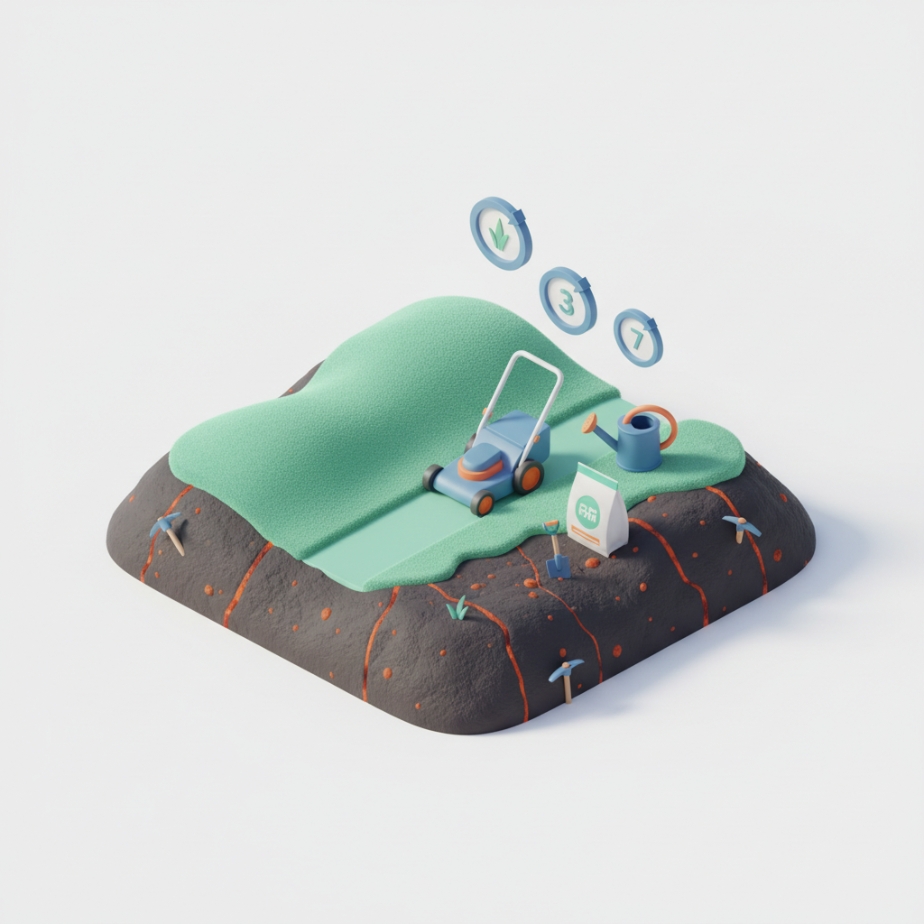 Illustration 3D : À quelle fréquence tondre sa pelouse en sol volcanique à Riom