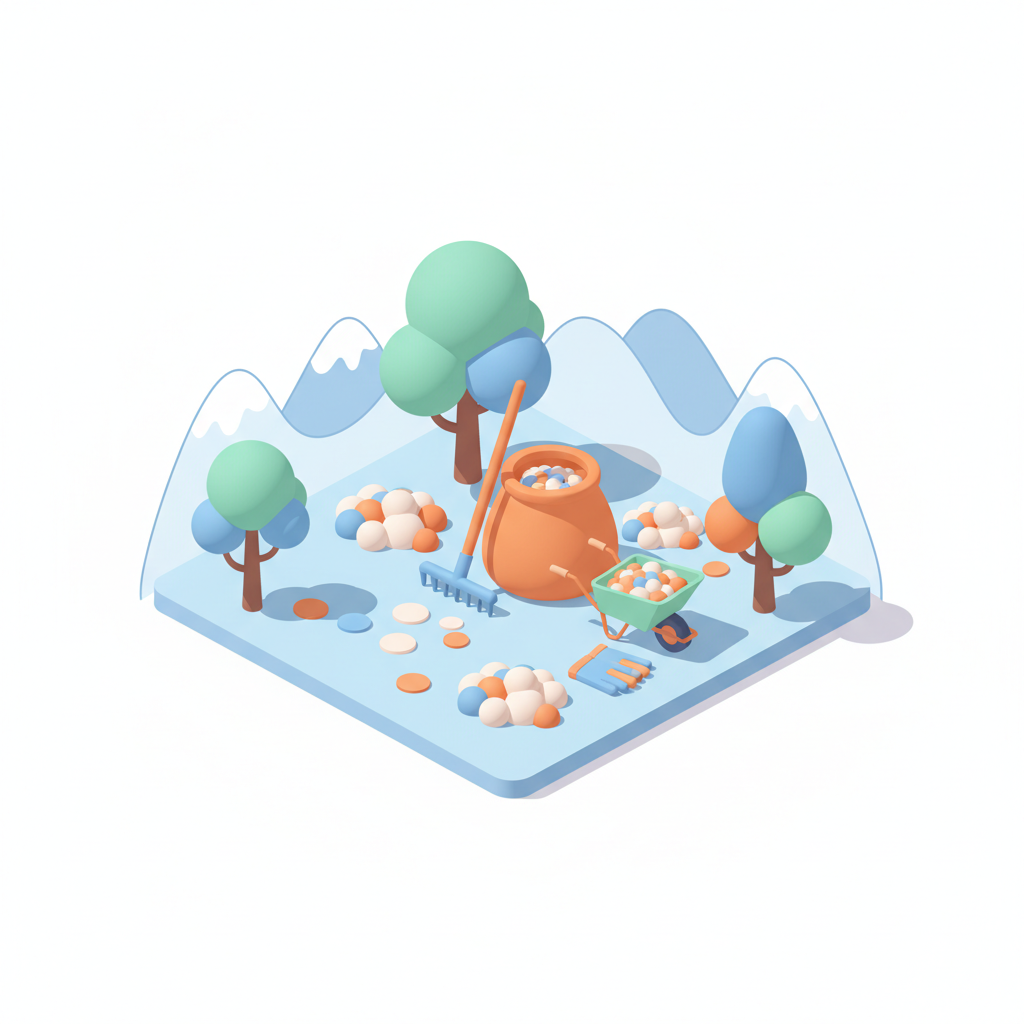 Illustration 3D : Ramasser les feuilles mortes en automne à Clermont-Ferrand