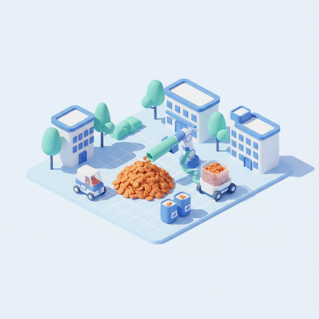 Illustration 3D : Ramasser les feuilles mortes sur le campus d'Aubière: fréquence et méthode