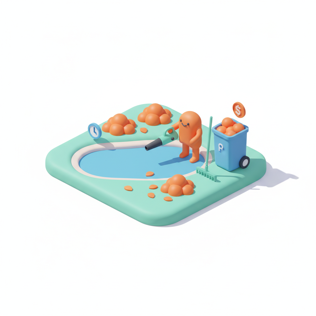 Illustration 3D : Ramasser les feuilles mortes près du lac de Cournon: timing et tarifs