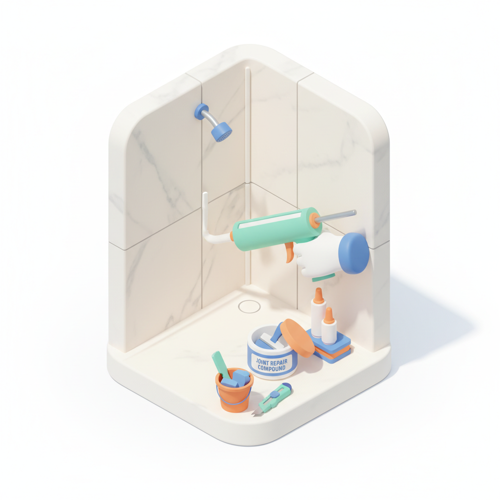 Illustration 3D : Refaire les joints de douche italienne en marbre à Chamalières
