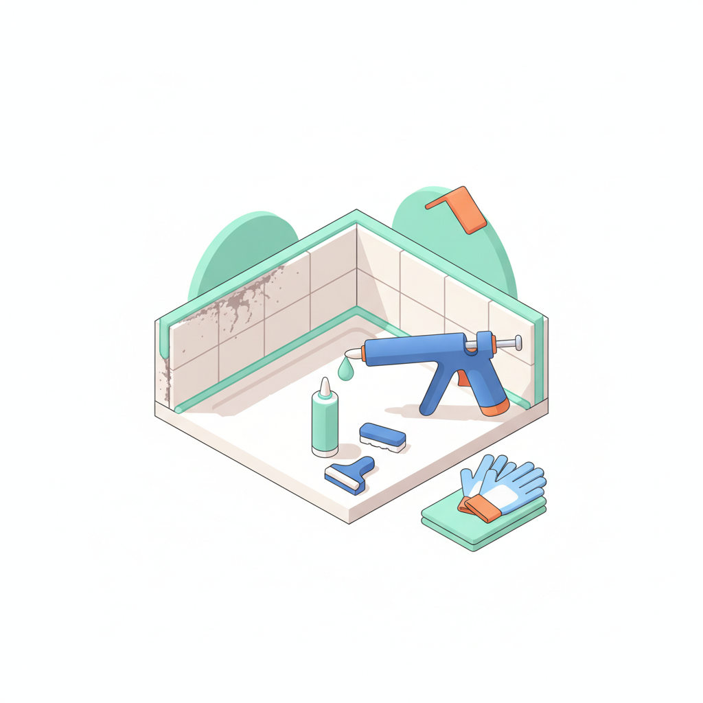 Illustration 3D : Refaire les joints de receveur de douche en grès cérame à Romagnat
