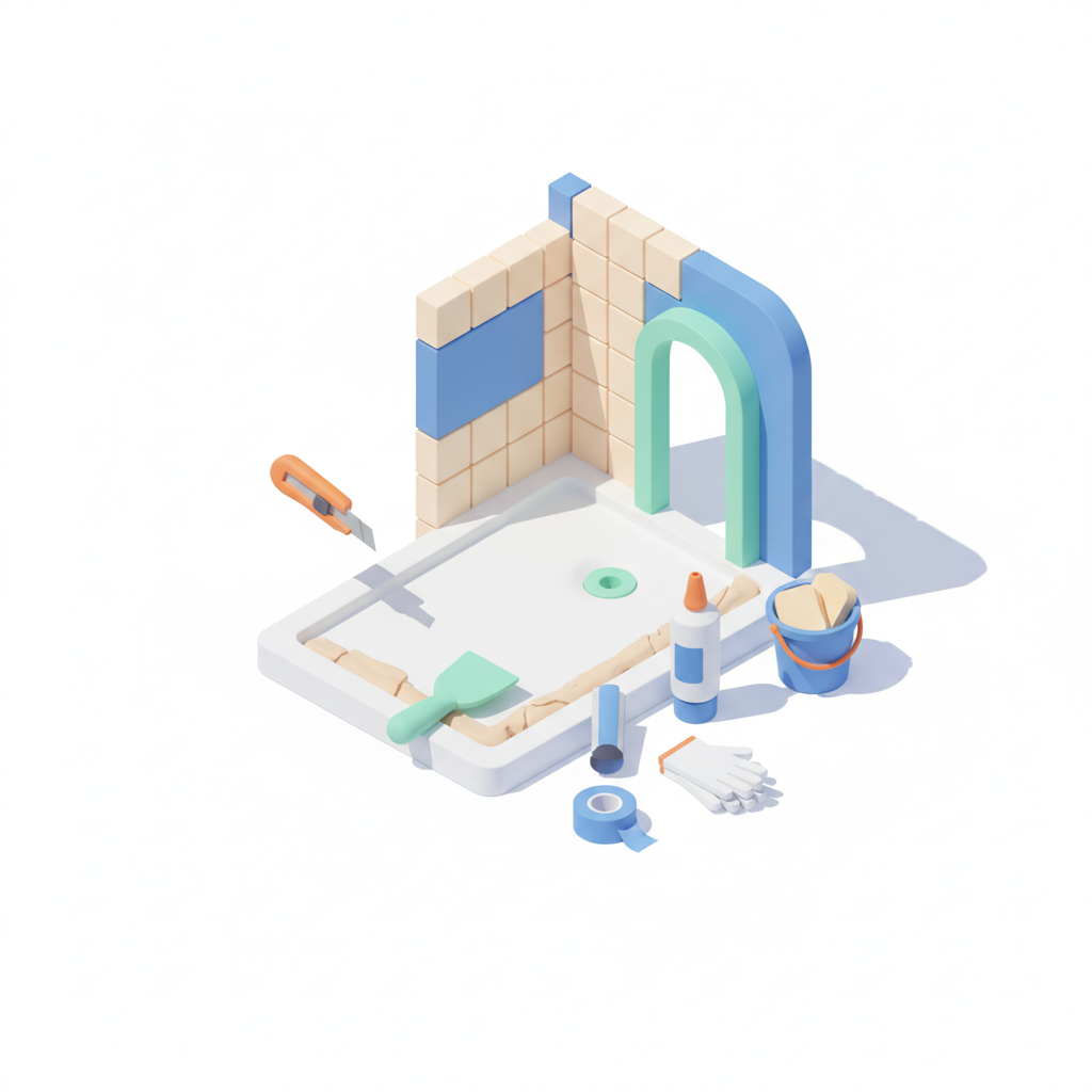 Illustration 3D : Refaire les joints de receveur de douche en pente à Romagnat