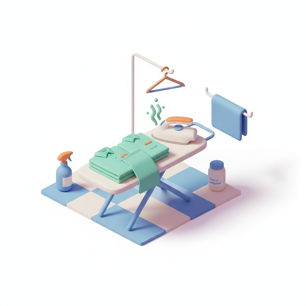 Illustration 3D : Comment repasser des vêtements de travail en polyester à Gerzat