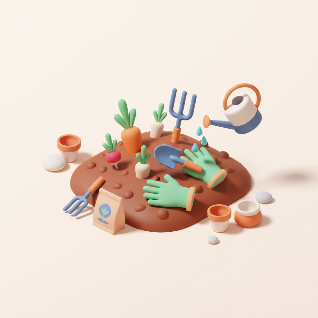 Illustration 3D : Semer des légumes racines en sol argileux à Gerzat