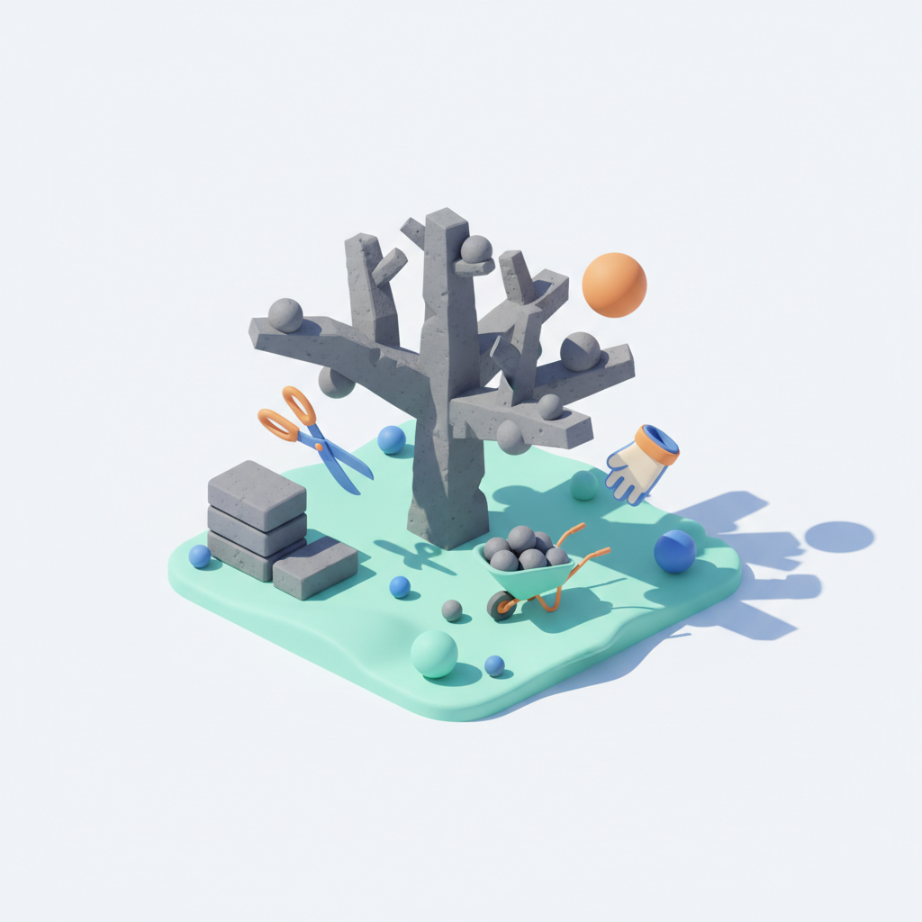 Illustration 3D : Tailler un pommier ancien en pierre de Volvic à Riom