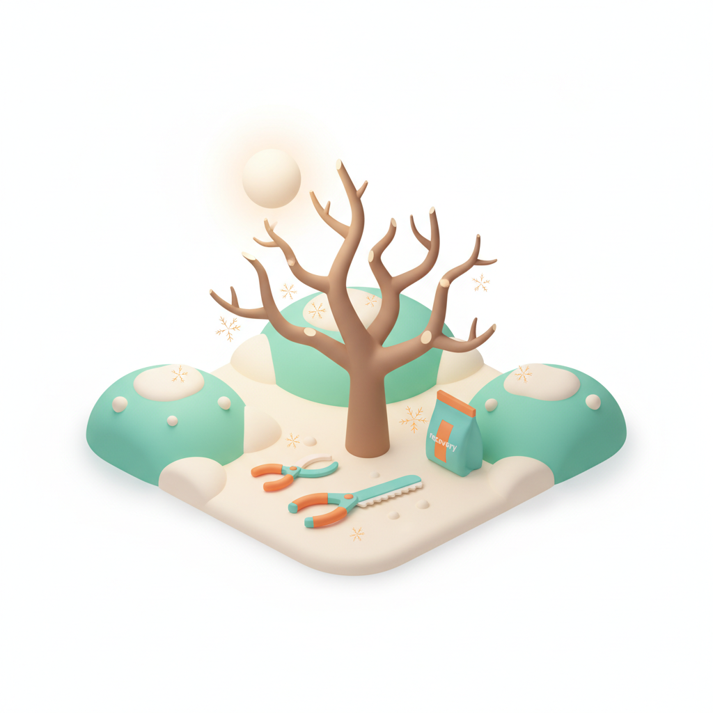 Illustration 3D : Tailler un pommier après gelée tardive à Romagnat: rattrapage