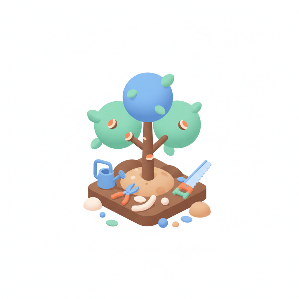 Illustration 3D : Comment tailler un pommier en sol de Limagne à Cournon-d'Auvergne